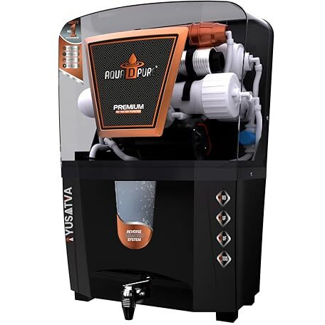 Aqua D Pure 4 In 1 Alkaline Ro Waer Purifier With Goodness Of Copper And Ro, Uv, Uf, Inbuilt Tds Adjuster, Multisource Water Compatibility, Black