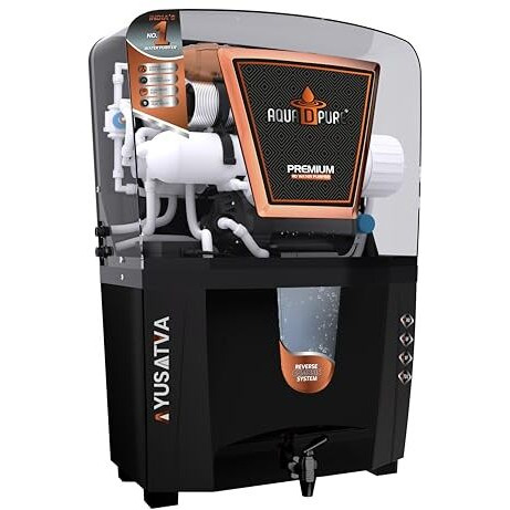 Aqua D Pure 4 In 1 Alkaline Ro Waer Purifier With Goodness Of Copper And Ro, Uv, Uf, Inbuilt Tds Adjuster, Multisource Water Compatibility, Black