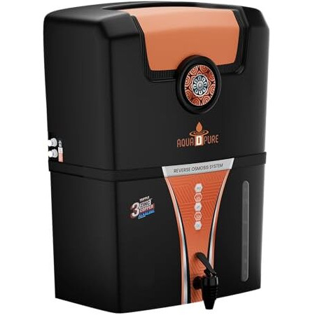 Aqua D Pure 4 In 1 Aqua Copper Ro Water Purifier With 10 Stage Purification Filtration, Uv, Uf, Tds Adjuster And 12 Liter Large Storage Tank