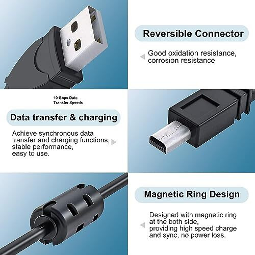 Schsteindar Usb Cable Photo Transfer Cord Uc-E6, Uc-E23, Uc-E17 For Nikon Digital Slr Dslr D3300 D750 D5300 D7200 D3200, Coolpix L340 L32 A10 & More (See List Of Compatible Models) 1.5 Meter Length