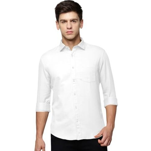 Spin Cart Men's Cotton Shirt, Regular Fit Full Sleeve With Pocket Casual Formal Shirt (X-Large, White)