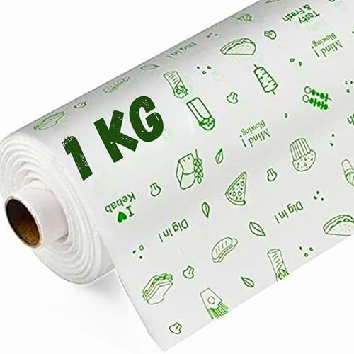 Brillar Roll For Kitchen Food Wrap 1Kg - Premium Non-Stick Butter Wrapping Aper | Used For Roti Wrapping | Parchment Roll For Kitchen Food Wrap & Oil Absorption (1 Kg/100Mtr)