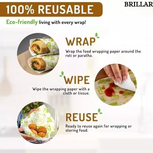 Brillar Roll For Kitchen Food Wrap 1Kg - Premium Non-Stick Butter Wrapping Aper | Used For Roti Wrapping | Parchment Roll For Kitchen Food Wrap & Oil Absorption (1 Kg/100Mtr)