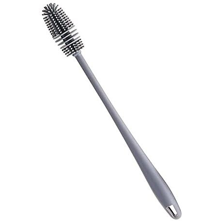 Long Handle Silicone Bottle Cleaner Brush For Washing Water Bottle, Solution Bottle, Mug. Cleaning Brush ((Pack Of 1) (Color - Grey))