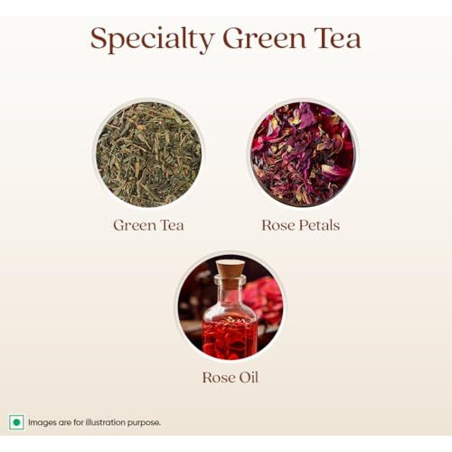 1868 By Tata Tea Green With Rose Tea Bags, Green Tea Leaves And Rose Petals, Green Tea Rich In Antioxidants, 15 Tea Bags