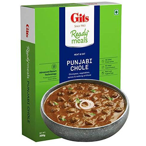 Gits Ready To Eat Punjabi Chhole, Pure Veg, Heat And Eat, Microwaveable 1200G (Pack Of 4 X 300G Each)