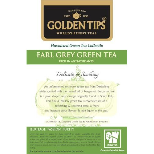 Golden Tips Earl Grey Green Tea Loose Leaves Brocade Bag (200 Gram, 100 Cups)