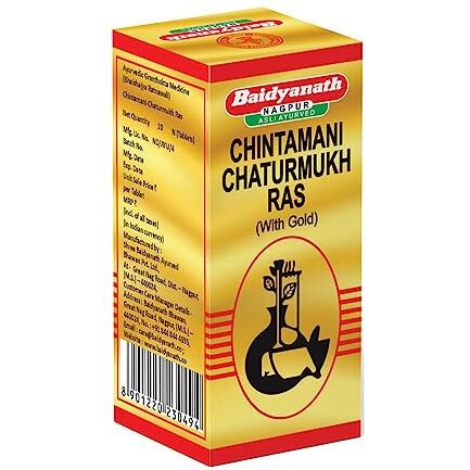 Baidyanath Chintamani Chaturmukh Ras With Gold - 10 Tablets | Ayurvedic Supplements For Vata Health