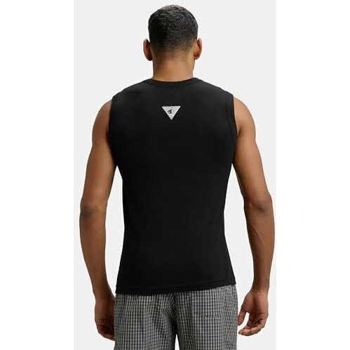 Jockey 9930 Men's Super Combed Cotton Rib Solid Round Neck Muscle Vest_Black_Xl
