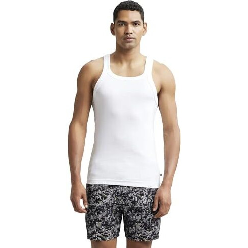 Jockey Us26 Men's Super Combed Cotton Rib Square Neckline Gym Vest_White_M