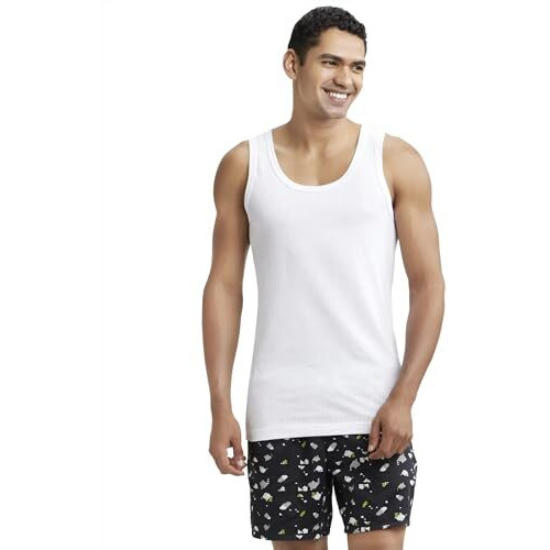 Jockey 8816 Men's Super Combed Cotton Round Neck Sleeveless Vest With Extended Length For Easy Tuck_White_90