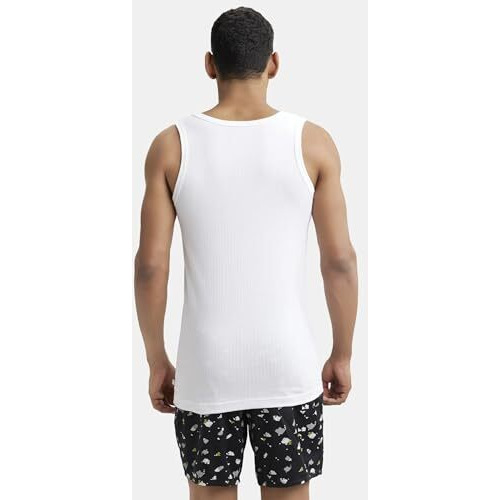 Jockey 8816 Men's Super Combed Cotton Round Neck Sleeveless Vest With Extended Length For Easy Tuck_White_90