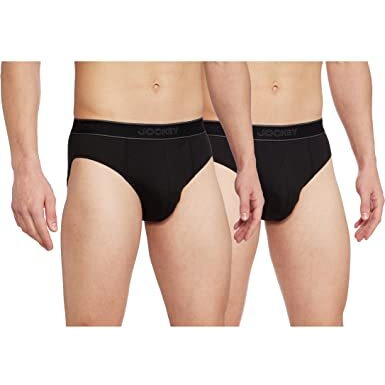 Jockey Men's Super Combed Cotton Briefs With Ultrasoft And Durable Waistband & Stayfresh Treatment With Antimicrobial Properties To Help You Stay Fresh Throughout The Day (Pack Of 2) 1010_Black_Xl