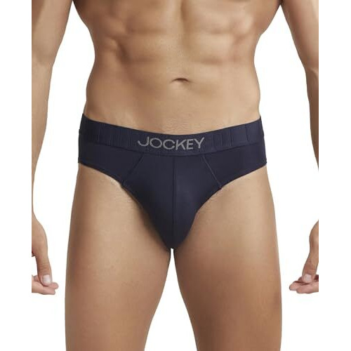 Jockey Ic31 Men's Supima Cotton Elastane Stretch Solid Brief With Ultrasoft Waistband_True Navy L