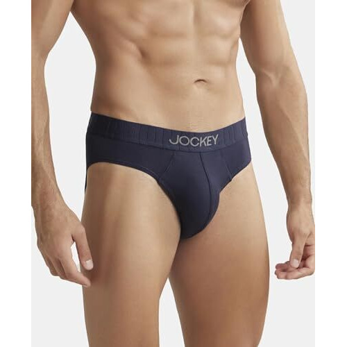 Jockey Ic31 Men's Supima Cotton Elastane Stretch Solid Brief With Ultrasoft Waistband_True Navy L