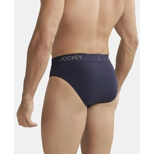 Jockey Ic31 Men's Supima Cotton Elastane Stretch Solid Brief With Ultrasoft Waistband_True Navy L