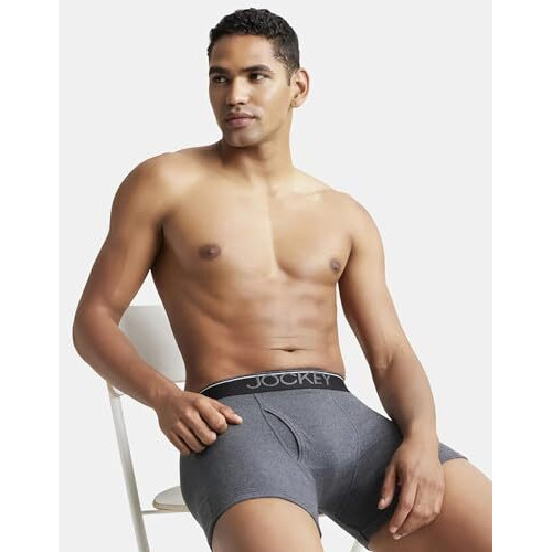Jockey Men's Cotton Briefs (Pack Of 1) (8009-0105-Chaml_Charcoal Melange_Medium_Charcoal Melange_M)