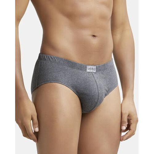 Jockey Men's Cotton Pocot Brief (Pack Of 1) (8035_Charcoal Melange_Charcoal Melange_2Xl)