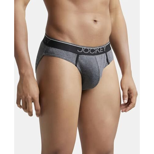 Jockey Men's Cotton Briefs (Pack Of 1) (8044-0105-Chaml_Charcoal Melange_Large_Charcoal Melange_L)