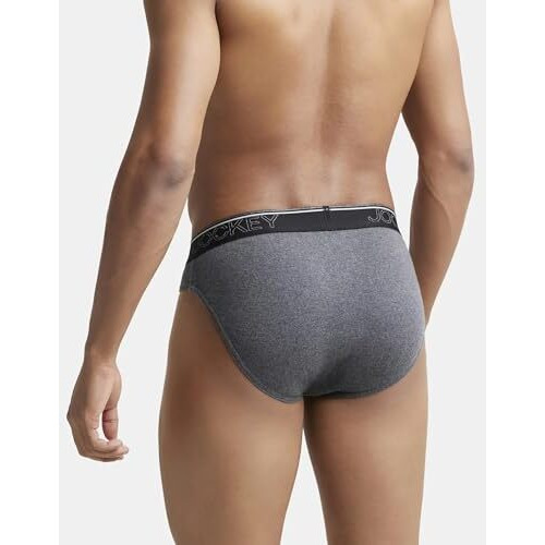 Jockey Men's Cotton Briefs (Pack Of 1) (8044-0105-Chaml_Charcoal Melange_Large_Charcoal Melange_L)
