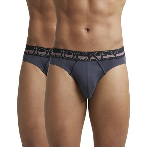 Jockey Men's Super Combed Cotton Bikini Briefs With Bold, Ultrasoft And Durable Waistband (Pack Of 2) Us17_Graphite_Xl