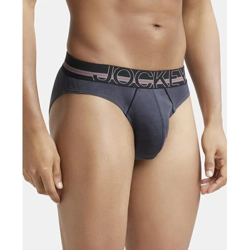 Jockey Men's Super Combed Cotton Bikini Briefs With Bold, Ultrasoft And Durable Waistband (Pack Of 2) Us17_Graphite_Xl