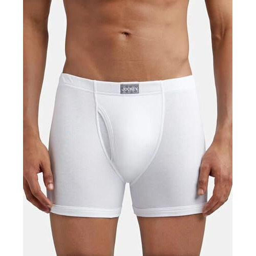 Jockey Men's Cotton Boxer Briefs (Pack Of 2) (8008-02_White_M)