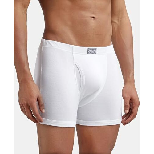 Jockey Men's Cotton Boxer Briefs (Pack Of 2) (8008-02_White_M)