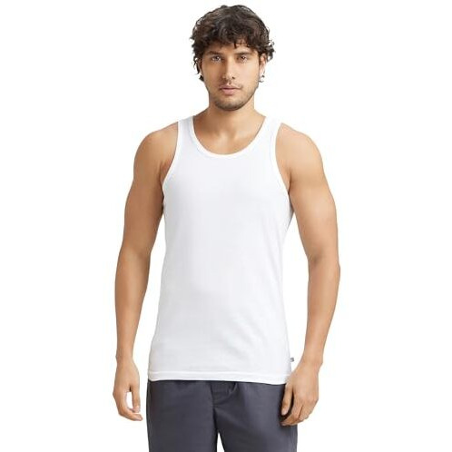 Jockey 8820 Men's Super Combed Cotton Round Neck Sleeveless Vest With Extended Length For Easy Tuck_White_M