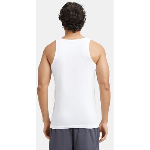 Jockey 8820 Men's Super Combed Cotton Round Neck Sleeveless Vest With Extended Length For Easy Tuck_White_M