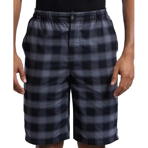 Jockey Men's Regular Fit Shorts (Us88-01_Charcoal & Blue_L)