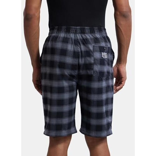 Jockey Men's Regular Fit Shorts (Us88-01_Charcoal & Blue_L)