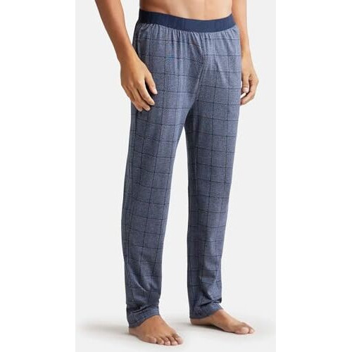Jockey Men's Pyjama Bottom (Regular Fit Pyjama_Mid Blue Print1-M)