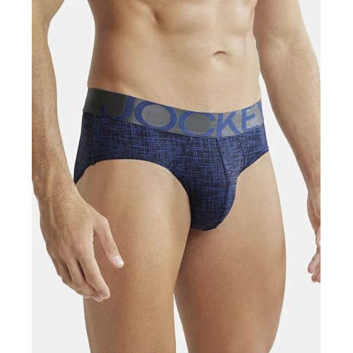 Jockey Men's Ultrasoft & Light Weight Tactel Nylon Printed Briefs Ic29_Rich Royal Blue_M