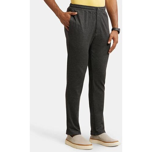 Jockey Im06 Men's Super Combed Cotton Rich Elastane Stretch Slim Fit Solid All Day Pants With Pockets_Black Xl