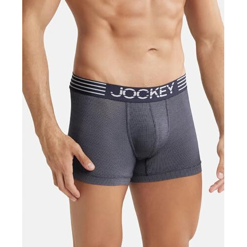 Jockey Men's Microfiber Breathable Mesh Nylon Trunks With Enhanced Cooling - Designed For Workouts & All Day Wear Mm05_True Navy_M