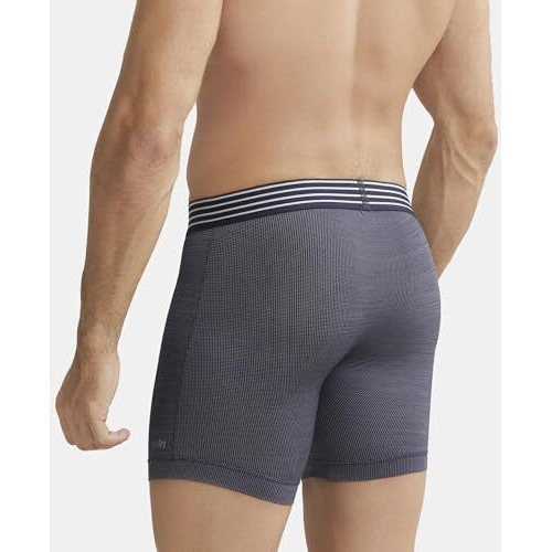 Jockey Mm06 Men's Microfiber Mesh Elastane Stretch Sports Boxer Brief With Stay Dry Technology True Navy