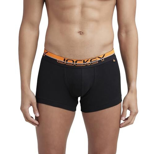 Jockey Men's Cotton Modern Trunks (Pack Of 1) (Fp03-Black Fashion Color-L_Black_L)