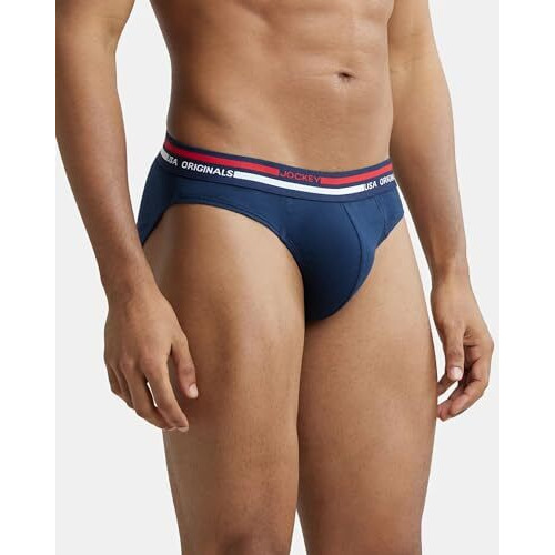 Jockey Men's Super Combed Cotton Briefs With Usa Original Ultrasoft And Durable Waistband Us49_Navy_M