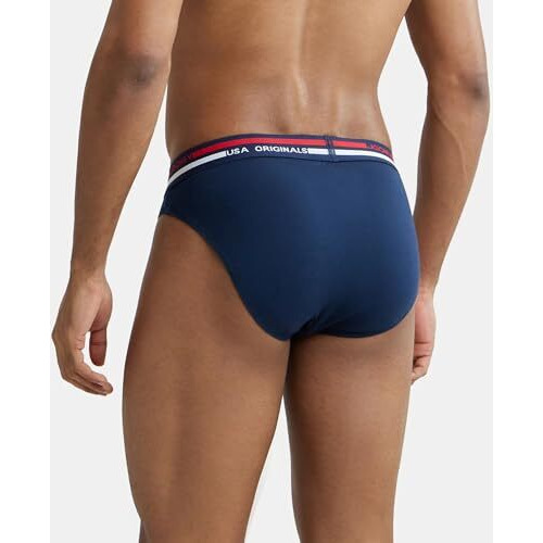 Jockey Men's Super Combed Cotton Briefs With Usa Original Ultrasoft And Durable Waistband Us49_Navy_M