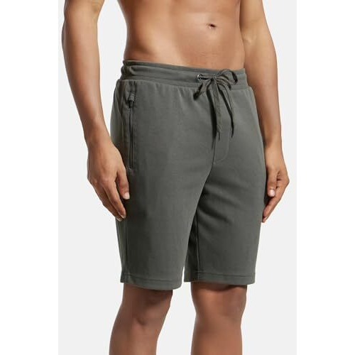 Jockey Men's Super Combed Cotton Rich Straight Fit Shorts With Zipper Pockets & Drawstring Closure_Style_Am14_Deep Olive_Xxl