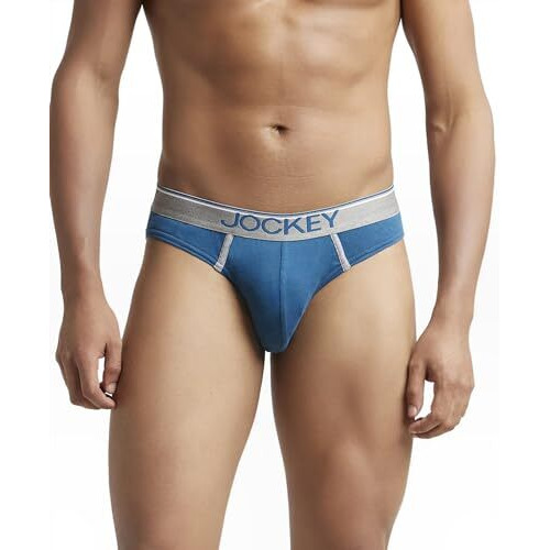 Jockey Men's Super Combed Cotton Rib Fabric Brief With Ultrasoft And Durable Waistband (Pack Of 2) 8044_Seaport Teal_L
