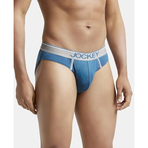 Jockey Men's Super Combed Cotton Rib Fabric Brief With Ultrasoft And Durable Waistband (Pack Of 2) 8044_Seaport Teal_L