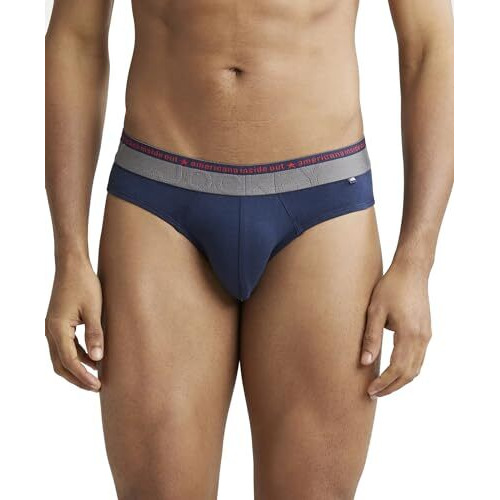 Jockey Men's Super Combed Cotton Stretch Briefs With Double Layered Contoured Pouch & Ultra-Soft Americana Waistband (Pack Of 2) Us59_Navy_M
