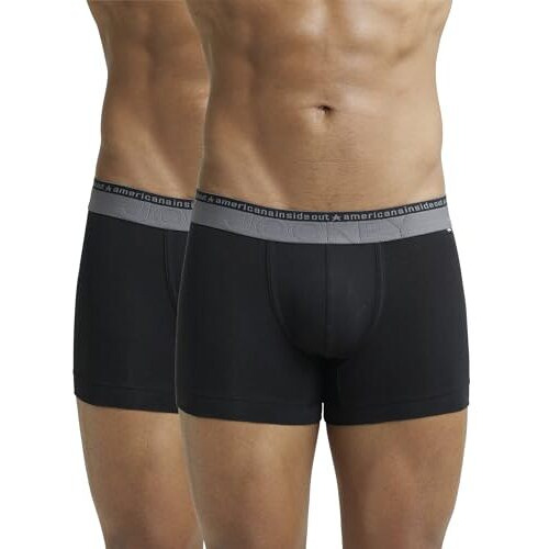 Jockey Men's Super Combed Cotton Stretch Trunks With Double Layered Contoured Pouch & Ultra-Soft Americana Waistband (Pack Of 2) Us60_Black_M