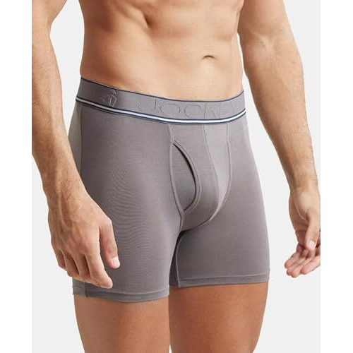 Jockey Men's Rayon Blend Regular Boxer Briefs (Pack Of 1) (Hg17_Gunmetal_L)