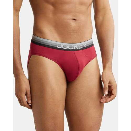 Jockey Men's Super Combed Cotton Elastane Stretch Solid Brief With Ultrasoft And Durable Waistband_Us07_Red Pepper_M