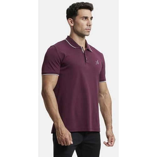 Jockey Men's Super Combed Cotton Rich Regular Fit Solid Sport Polo T-Shirt_Style_3911_Wine Tasting_Xl