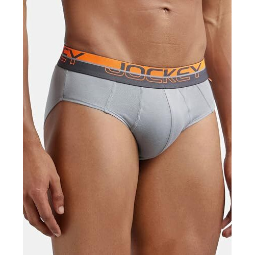Jockey Men's Super Combed Cotton Solid Brief With Ultrasoft Waistband_Style_Fp01_Monument_L