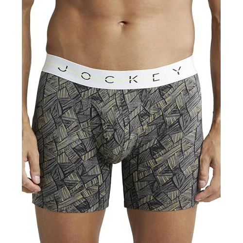 Jockeymen's Super Combed Cotton Elastane Stretch Printed Boxer Brief With Ultrasoft Waistband_Ny03_Black_L
